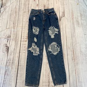 BDG Distressed Mom Jeans Dark Wash- Size 26